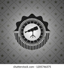 telescope icon inside black emblem. Vintage.
