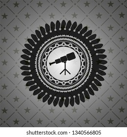 telescope icon inside black emblem. Vintage.