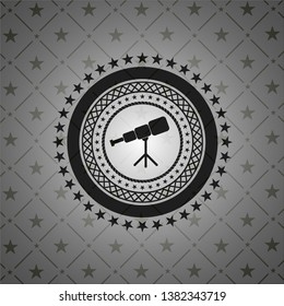telescope icon inside black emblem. Vintage.