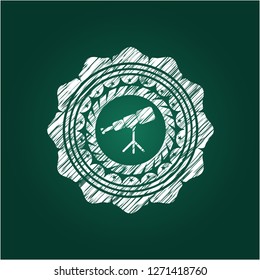 telescope icon inside chalk emblem
