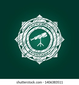 telescope icon inside chalk emblem