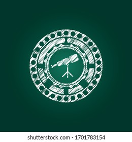 telescope icon inside chalkboard emblem