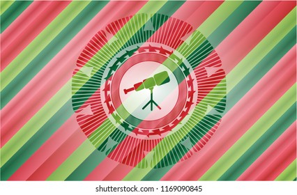 telescope icon inside christmas badge.