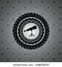telescope icon inside dark badge or emblem