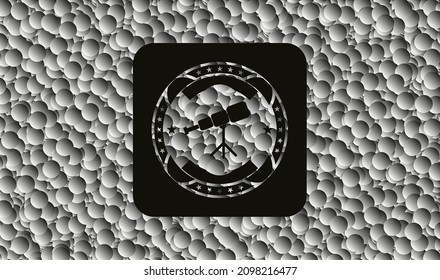 telescope icon inside dark badge with bubbles background. Vector Illustration. Detailed. 
