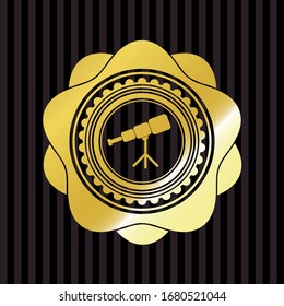 icono del telescopio dentro del emblema dorado