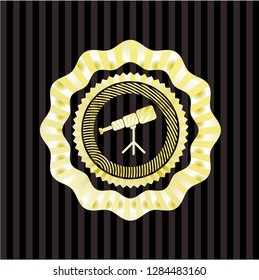 telescope icon inside golden badge