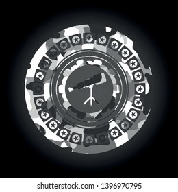 telescope icon inside grey camo texture
