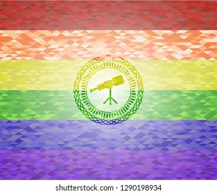 telescope icon inside lgbt colors emblem 