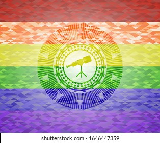 telescope icon inside lgbt colors emblem 