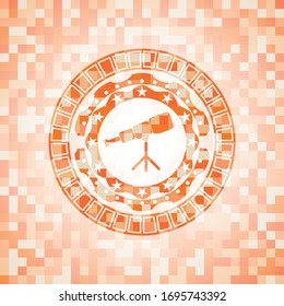 icono del telescopio dentro del emblema del mosaico naranja
