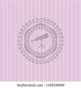 telescope icon inside pink icon or emblem