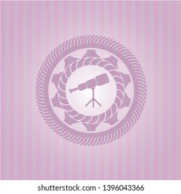 telescope icon inside pink icon or emblem