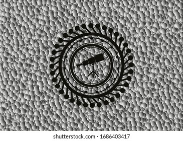 telescope icon inside realistic dark emblem with bubbles background. Vector Illustration. Detailed.