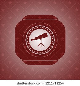 telescope icon inside realistic red emblem