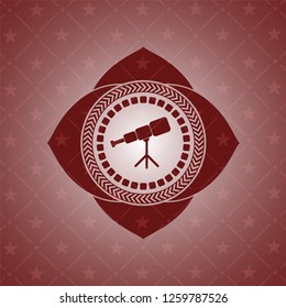 telescope icon inside realistic red emblem