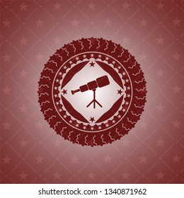 telescope icon inside realistic red emblem