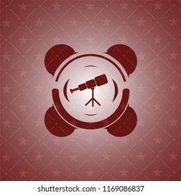 telescope icon inside red emblem