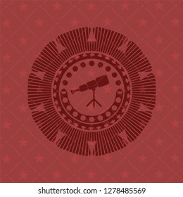 telescope icon inside red emblem. Retro