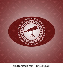 telescope icon inside retro red emblem