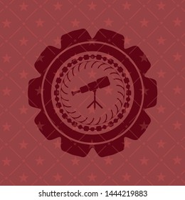 telescope icon inside retro red emblem