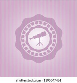 telescope icon inside retro style pink emblem