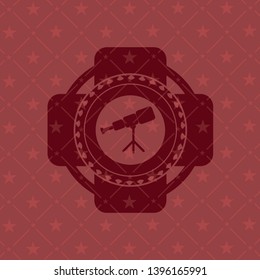 telescope icon inside retro style red emblem