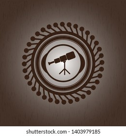 telescope icon inside retro style wood emblem