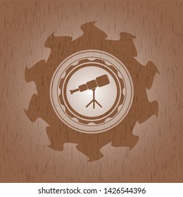 telescope icon inside retro wood emblem