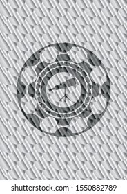 telescope icon inside silver color emblem or badge. Scales pattern. Vector Illustration. Detailed.