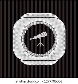 telescope icon inside silver emblem