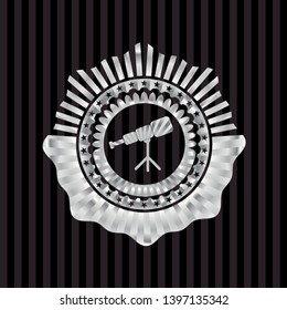 telescope icon inside silver emblem