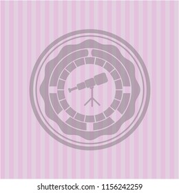 telescope icon inside vintage pink emblem