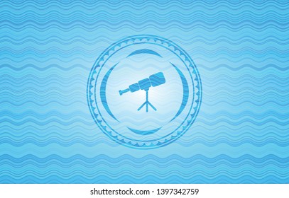telescope icon inside water emblem background.
