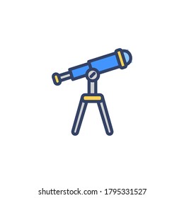 Telescope icon isolated on white background, Telescope filled line icon, Telescope illustration for logo, ui, web, apps, banner, poster, brochure, infographic, etc.