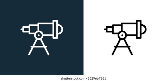 Icono de Vector lineal de contorno de telescopio de la colección de astronomía para App móviles, Web y UI.