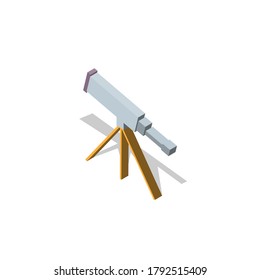 Telescope icon in isometric 3d style on a white background EPS