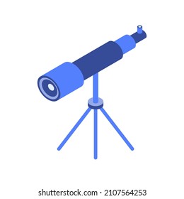 Telescope icon. Isometric of telescope icon for web design. Vector.