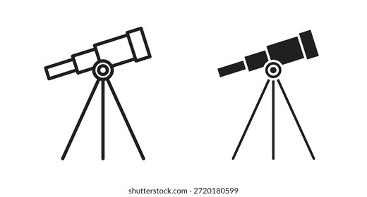 Icono de telescopio en diseño de línea. Sencillo Vector de iconos