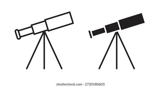 Icono de telescopio en diseño de línea. Sencillo Vector de iconos