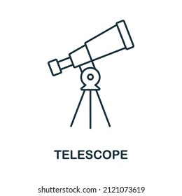 Icono del telescopio. Elemento Line de la colección space. Signo de icono del telescopio lineal para diseño web, infografía y más.