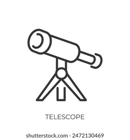 Telescope icon. Line single icon on transparent background