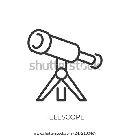 Telescope icon. Line single icon on transparent background