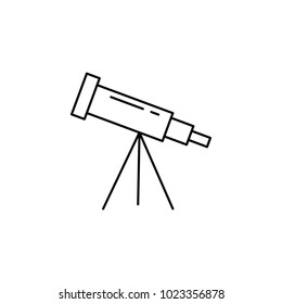 Telescope icon in line style. Space illustration with Telescope in white background. Element for space design. Science space object.