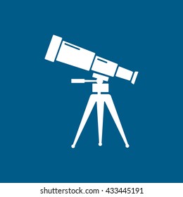 Telescope Icon On Blue Background