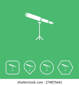 Telescope Icon on Flat UI Colors with Different Shapes. Eps-10.