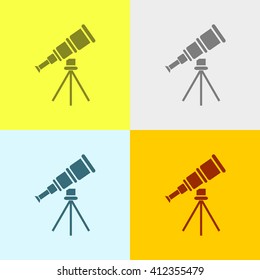 Telescope Icon on Four Different Backgrounds. Eps-10.