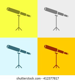 Telescope Icon on Four Different Backgrounds. Eps-10.
