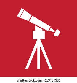 Telescope icon on red background