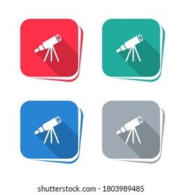 Teleskop-Symbol auf der quadratischen Schaltfläche. Vektorgrafik
